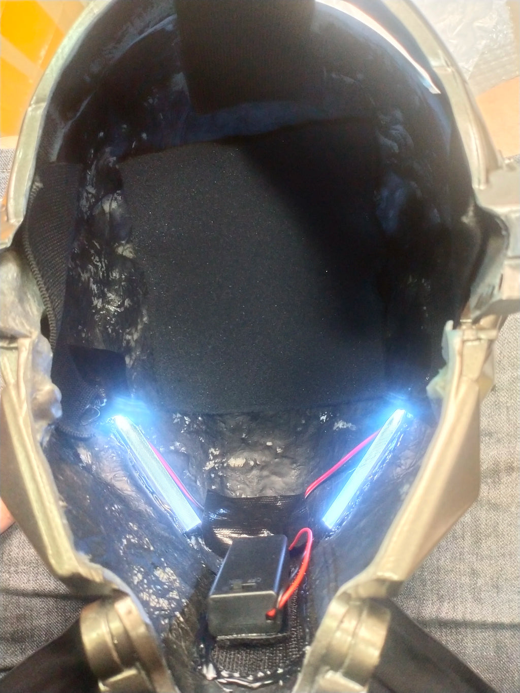 Blue Hood Arkham Knight Helmet: Led Eyes arkham knight mask Fiberglass Cyber Knight Helmet Halloween Cosplay Mask Casque Helmet