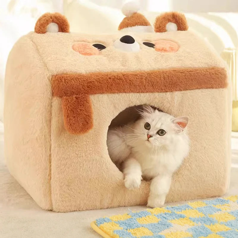HOOPET Pet Cat House Winter Warm Cave Bed Cat Basket for Small Dogs Soft Cat Mat Kennel Puppy House Deep Sleeping Pet Supplies