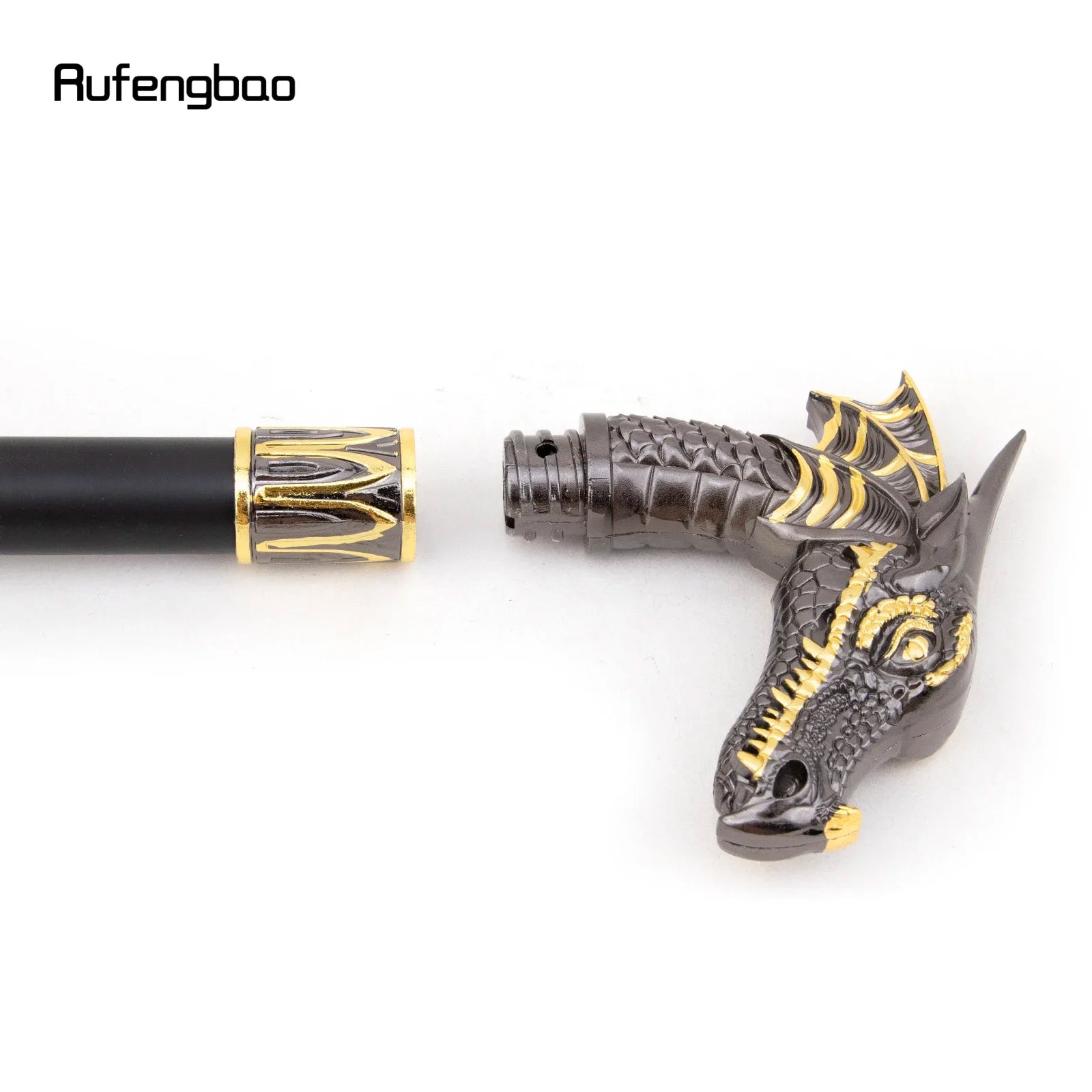 Black Golden Dragon Head Fashion Walking Stick Decorative Stick Cospaly Vintage Party Fashionable Walking Cane Crosier 93cm