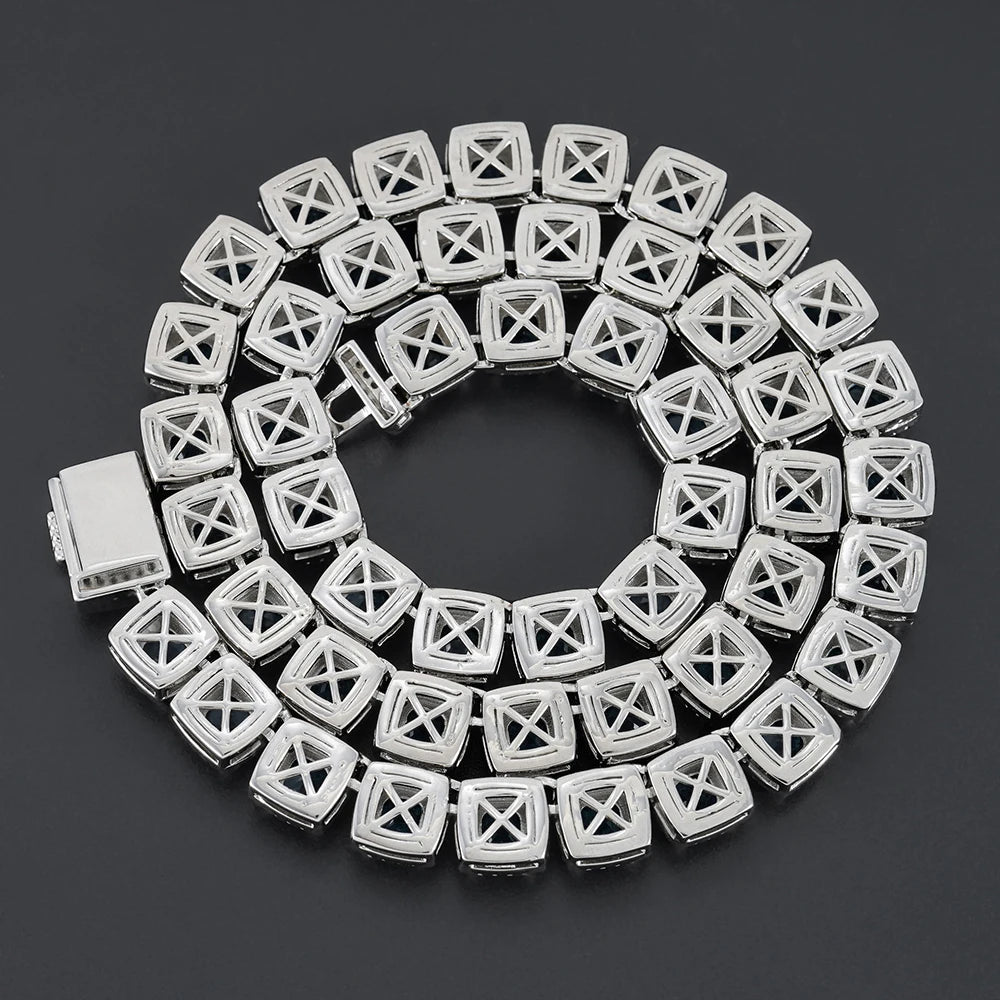 10mm Blue Square Cuban Link Chain Necklaces for Men Women Iced Out Chain Zircon Hip Hop Jewelry Free Shipping
