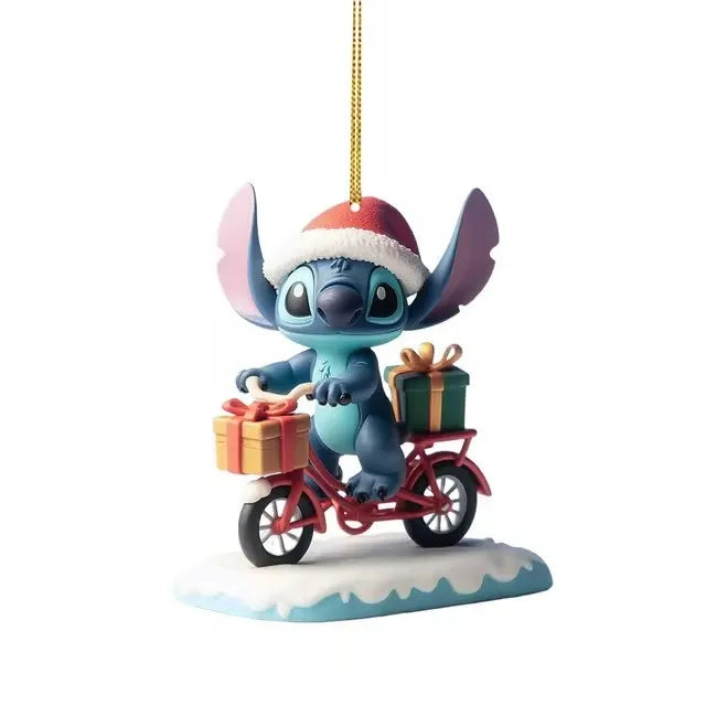 8cm Kawaii Anime Lilo&Stitch Acrylic Christmas Decoration Stitch Christmas Tree Home Hanging Car Bag Accessories 2D planar print
