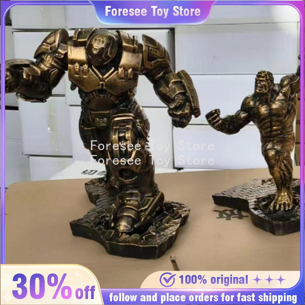 New 32cm Gold Hulk Vs Hulkbuster Figure Marvel Anime Figure Collection Resin Desktop Ornament Decorations Best Gift for Children