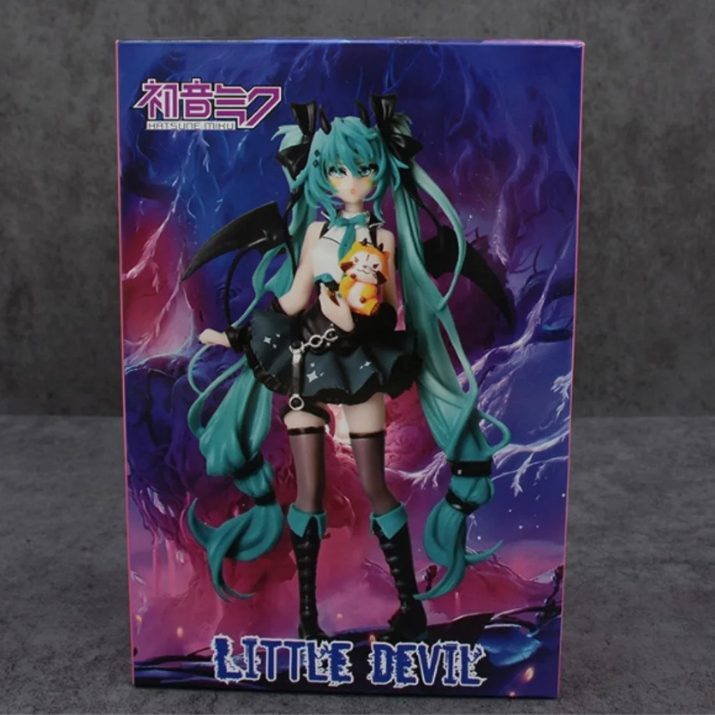 Anime Little Devil Hatsune Miku Handmade Little Raccoon Chuyin Dark Angel Handmade PVC Model Animation Peripheral Ornaments