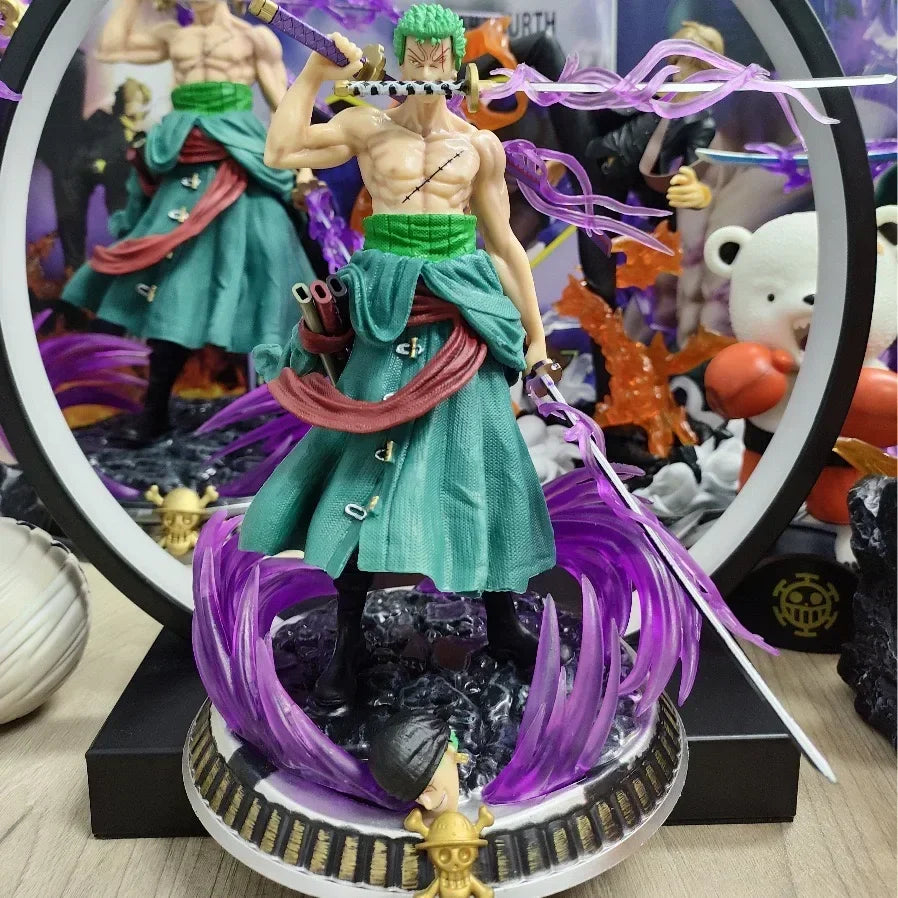 20cm One Piece Action Figure Three-Knife Fighting Skill Roronoa Zoro Anime Model Zoro Figures Decorations PVC Toy Gift