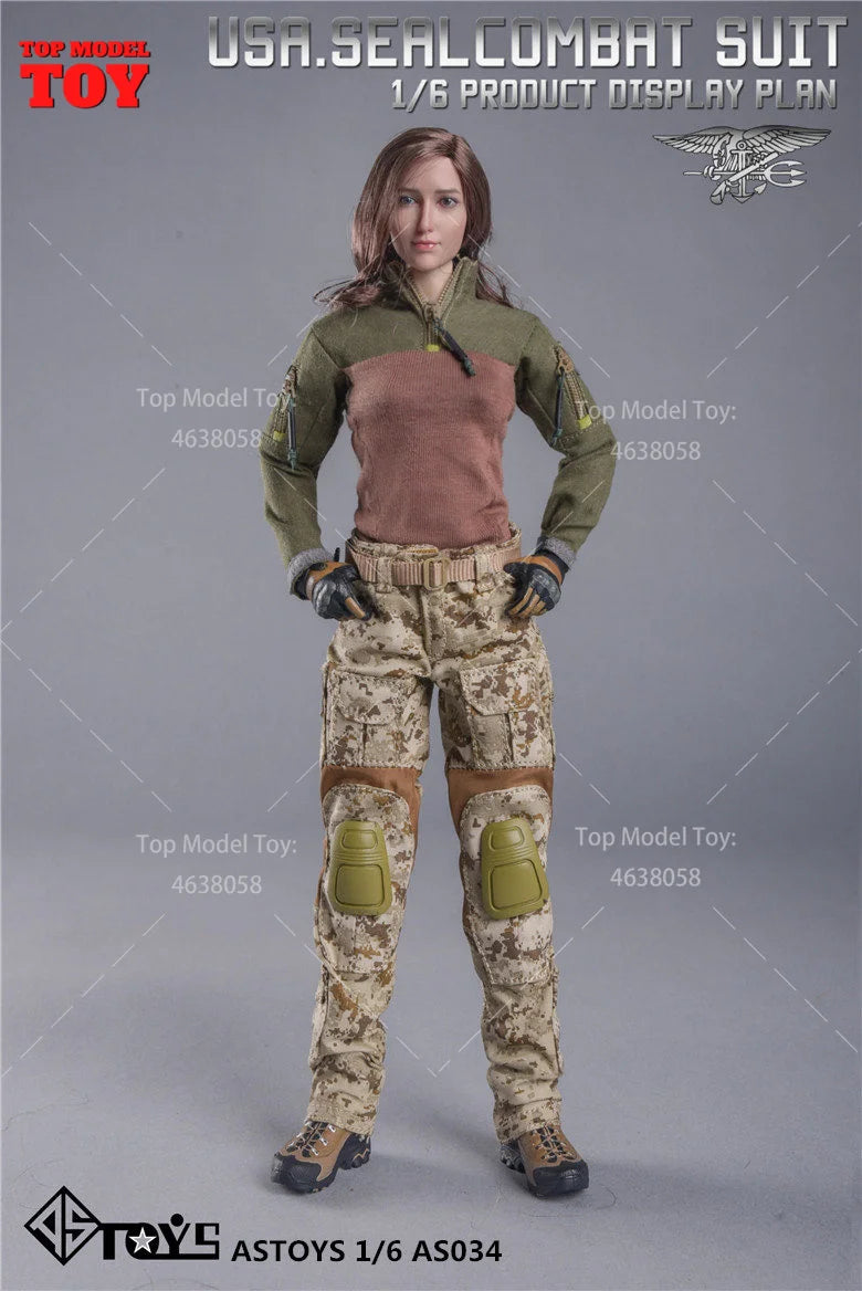 ASTOYS AS034 1/6 Scale U.S. Navy Camouflage Combat Uniform Suit Clothes Model Fit 12" Female Soldier Action Figure Body Dolls