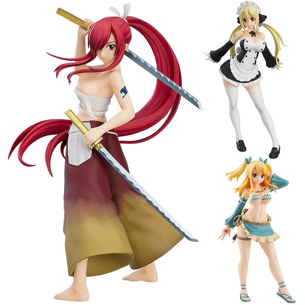 Anime Figure Lucy Heartfilia maid action figures Lucy Heartfilia Aquarius Form figurine Erza·Scarlet PVC Model statue gifts 18cm