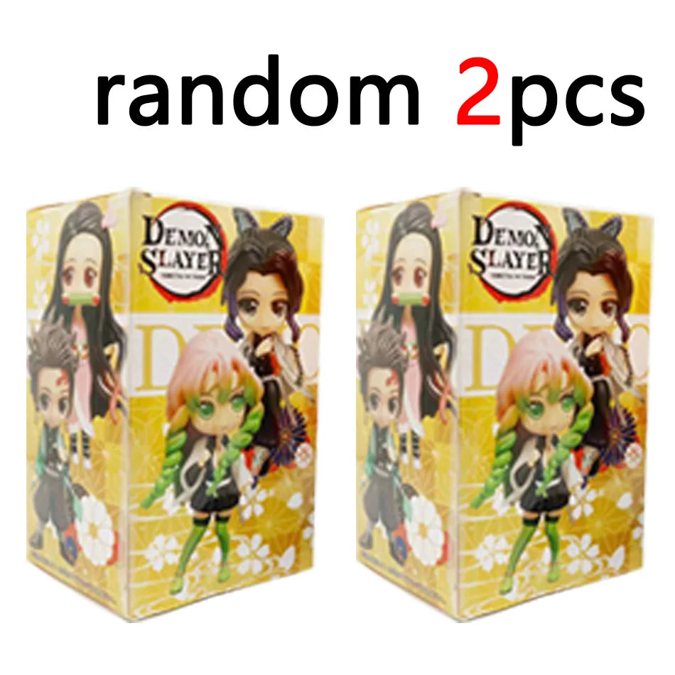 Demon Slayer Q Version Anime Figures 8Pcs Set Tanjiro Nezuko Hashira Collection PVC Model Birthday Christmas Gift for Kids