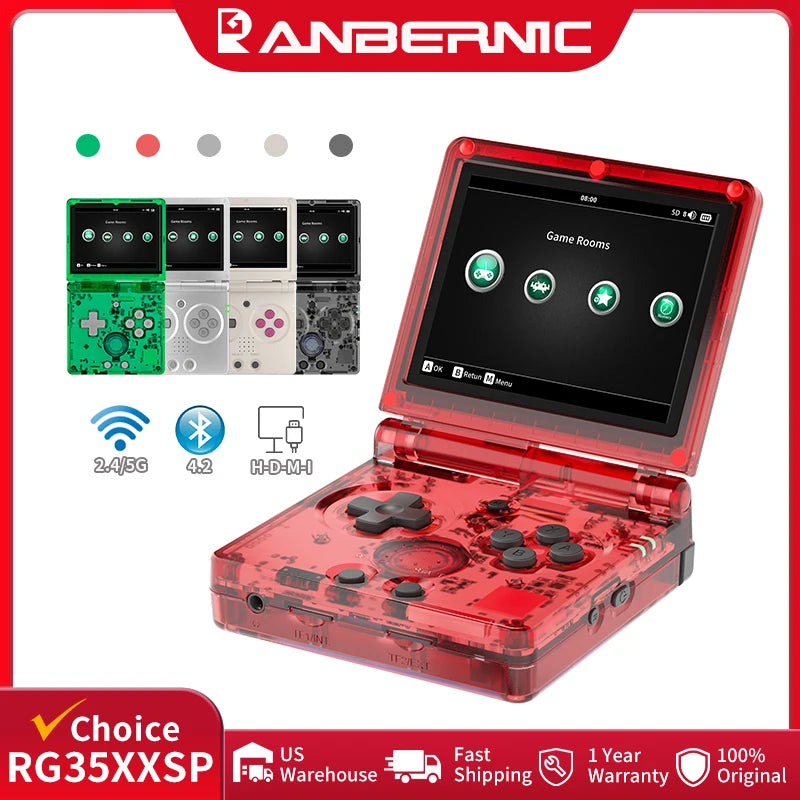 ANBERNIC RG35XXSP Flip Retro Handheld Spielkonsole Linux 64bit WiFi Bluetooth Retro Video Gaming Konsole Online Spielen HDMI-TV Ausgang