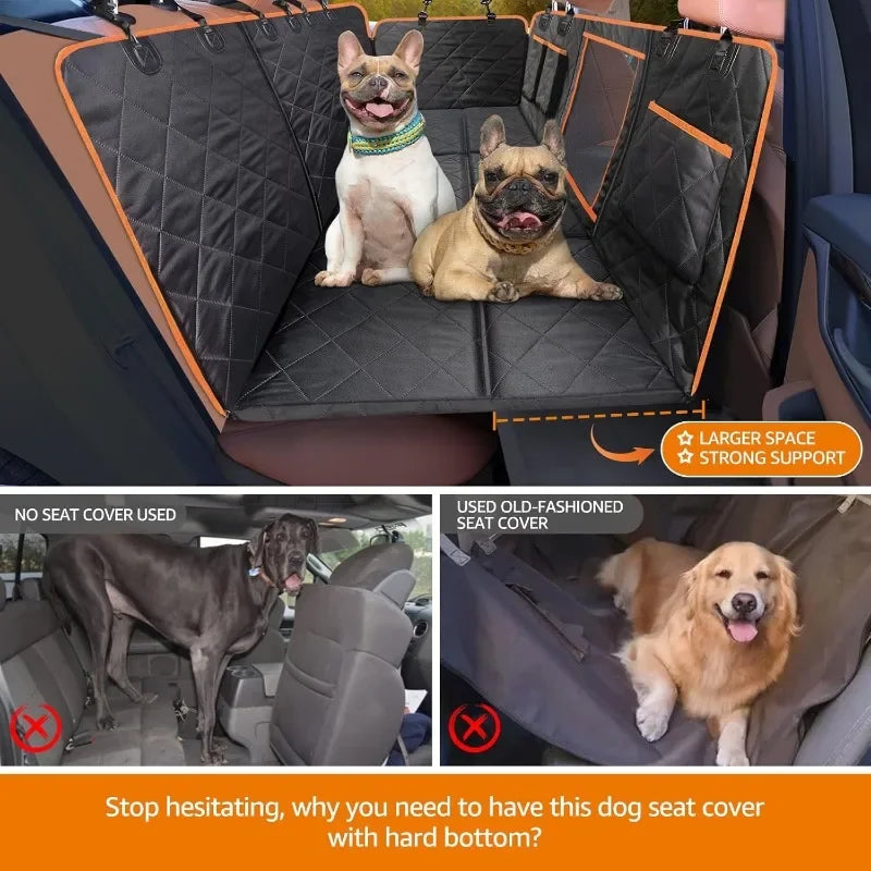 Hard Bottom Dog Seat Cover,Dog Back Seat Extender Durable Stable Comfortable Dog Car Hammock Bed for Car Road Trip