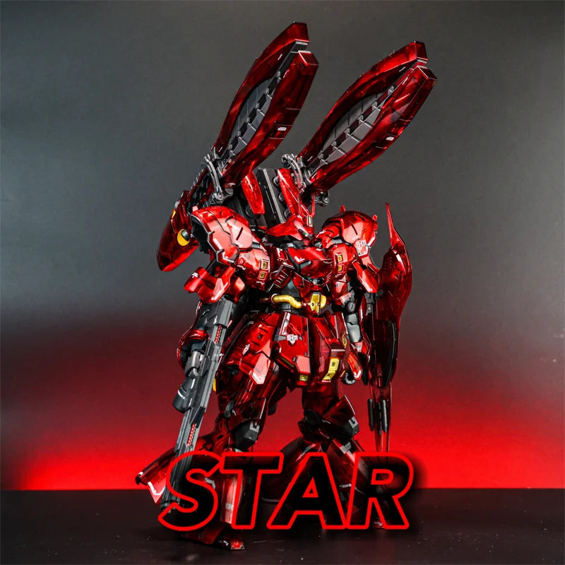RG 1/144 Electroplated Translucent Fukuoka Sazabi Assembly Model Kit Action Figure With Crab Claw Water Slide Decals Boy Toy