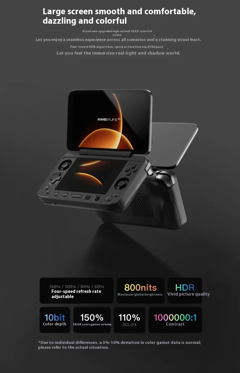 AYANEO Flip 1S DS Flip Game Console 7" 1080P 144Hz OLED Screen Portable Handheld Console HX370 8840U Dual Screens Game Machine