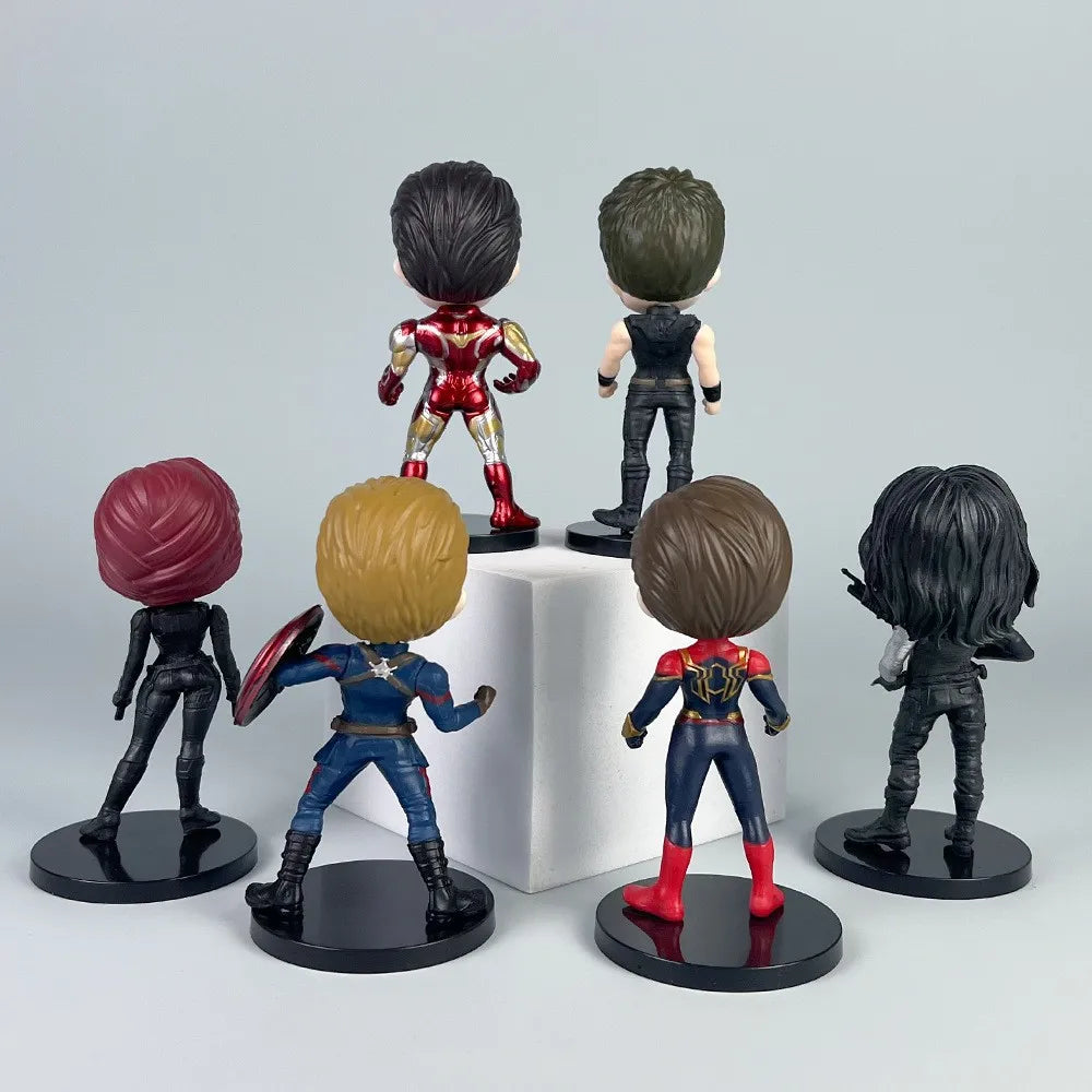 6pcs/set Marvel Avengers Black Panther Thanos Ironman Spiderman Captain American Hulk Figure Model Toys