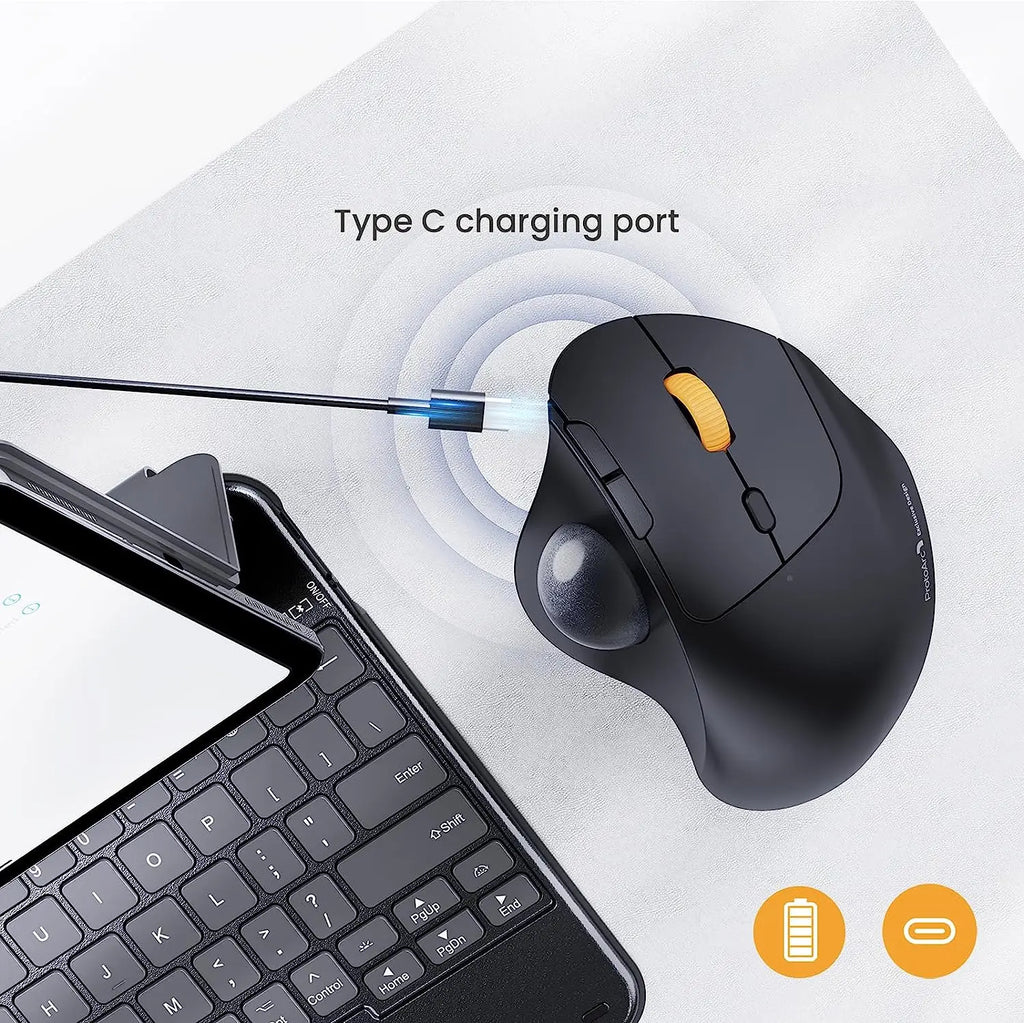 ProtoArc EM04 Trackball-Maus, kabellos, wiederaufladbar, ergonomisch, vertikal, Bluetooth-Mäuse für Computer, PC, iPad, Mac, Windows, Android