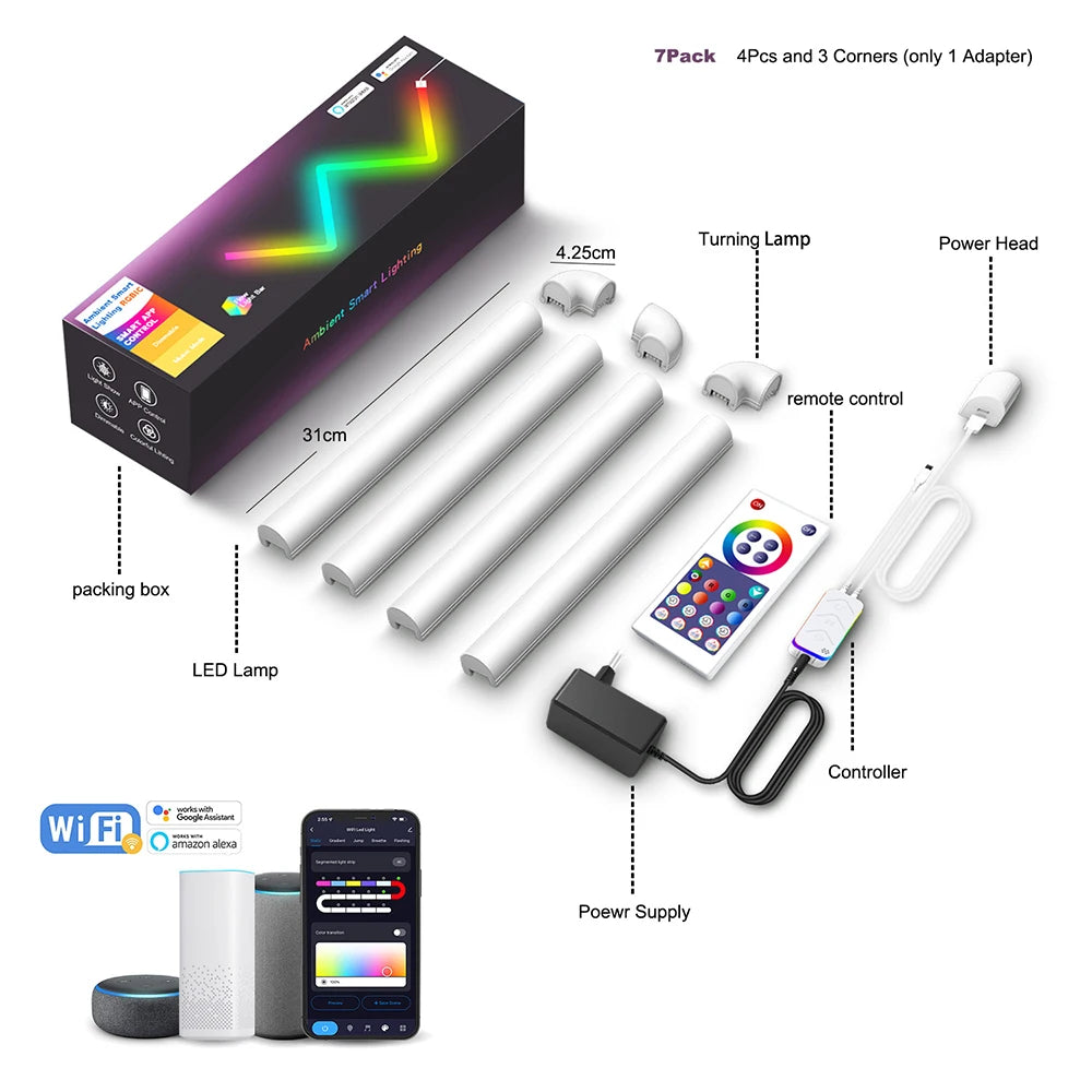 Smart TuYa Wifi APP Control RGB LED Wall Lights For Gaming TV Bedroom Decoration Music Atmosphere Lamps LED Night Lights