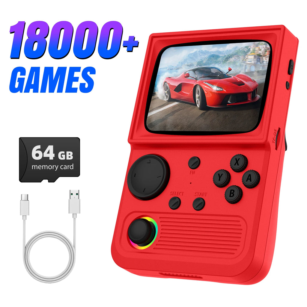 R36T Retro Handheld Game Console EmuELEC System 3.5 Inch IPS Screen Portable Pocket Video Player RK3326 Chip 64/128G 18000+Games