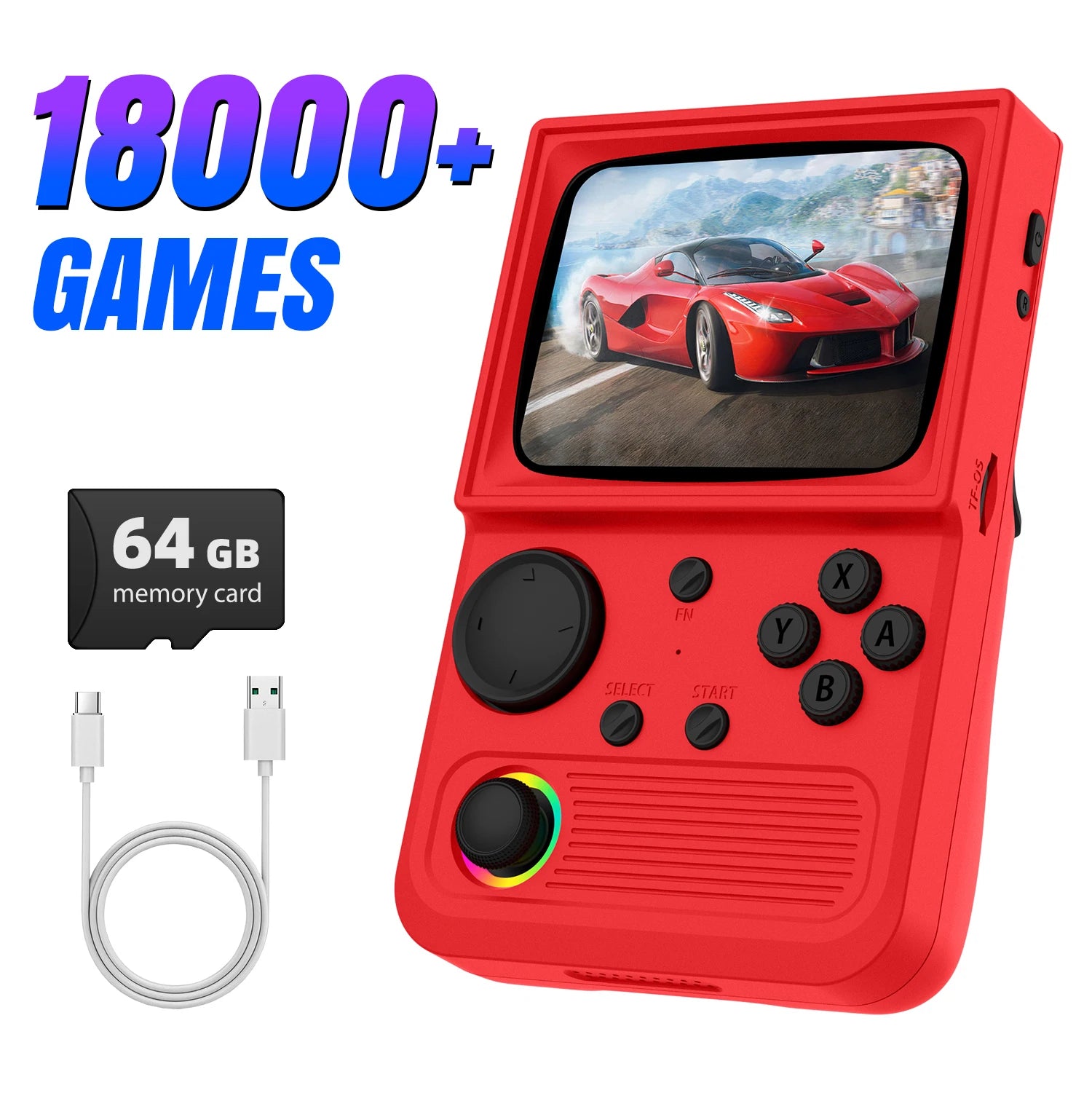 R36T Retro Handheld Game Console EmuELEC System 3.5 Inch IPS Screen Portable Pocket Video Player RK3326 Chip 64/128G 18000+Games