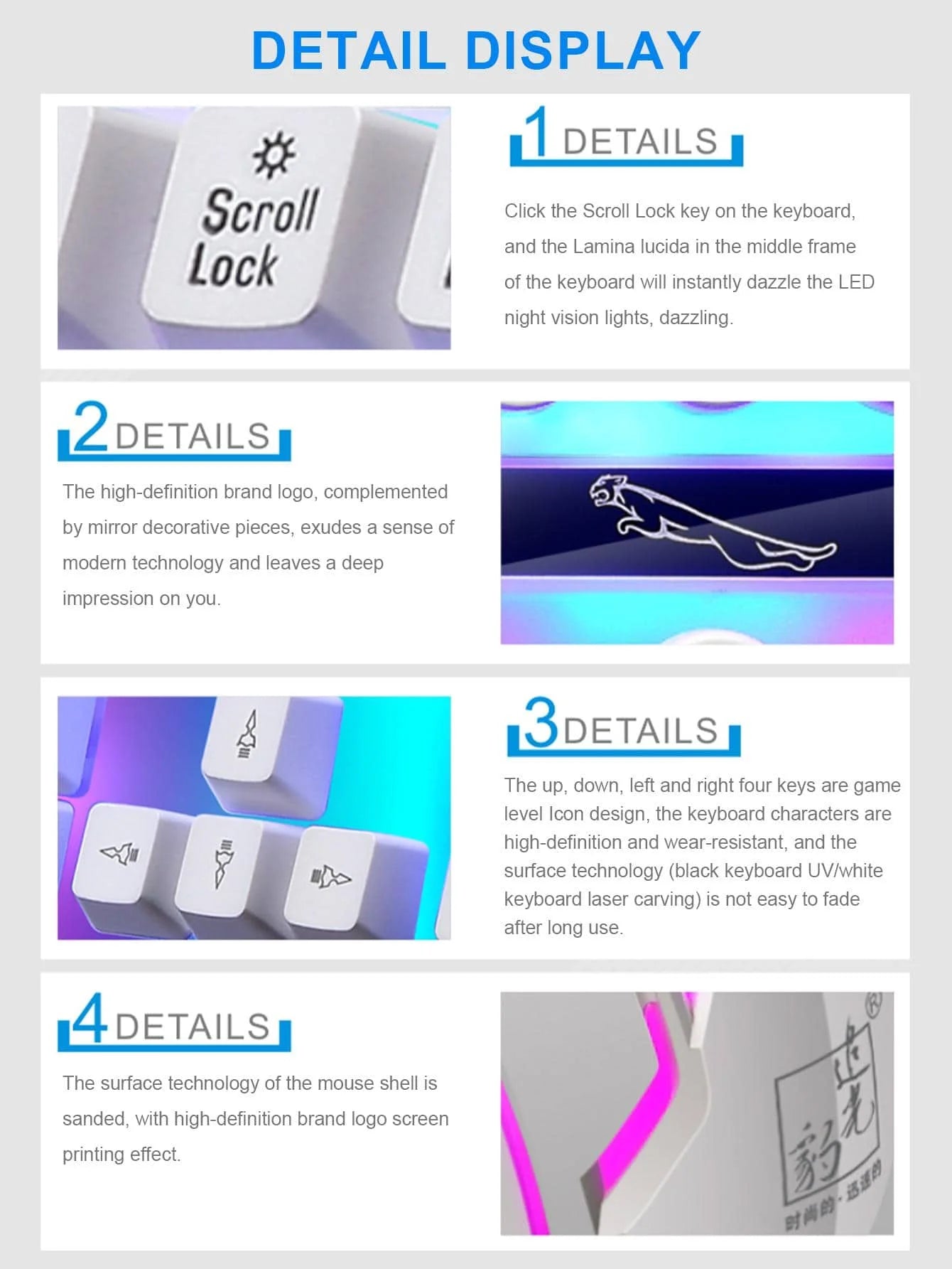 Glow Mechanical Feel Wired Keyboard and Mouse Set, ergonomic design, suitable for both gaming and office use