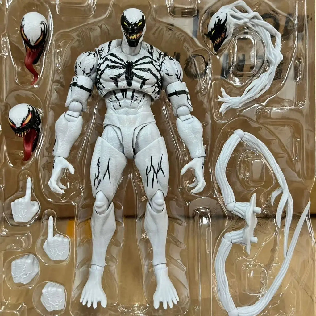 In stock Ko SHF Anti Venom Anime Action Figure White Symbiote Amazing Spider Man Articulated Serum Venom Figurine Model Toy Gift