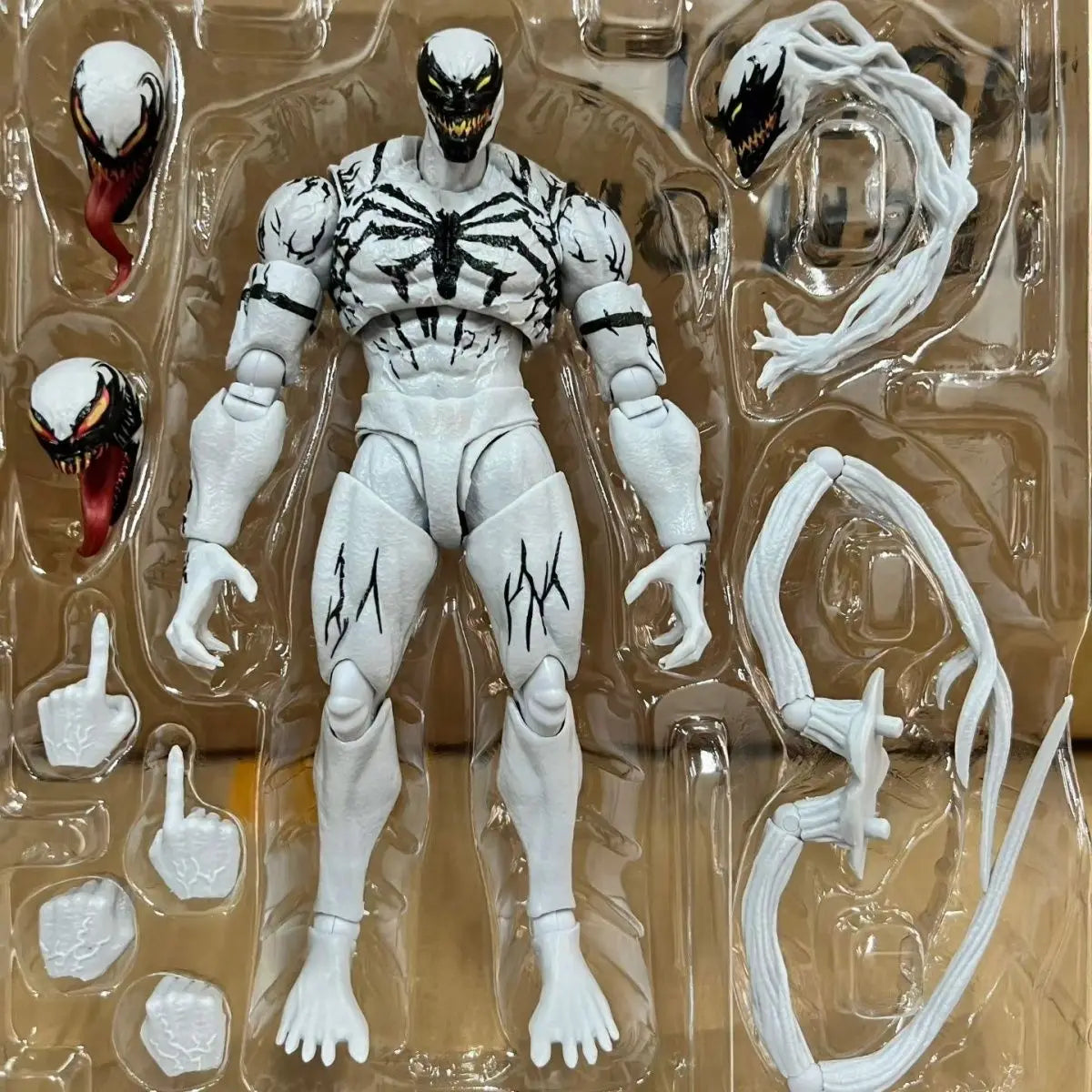 In stock Ko SHF Anti Venom Anime Action Figure White Symbiote Amazing Spider Man Articulated Serum Venom Figurine Model Toy Gift