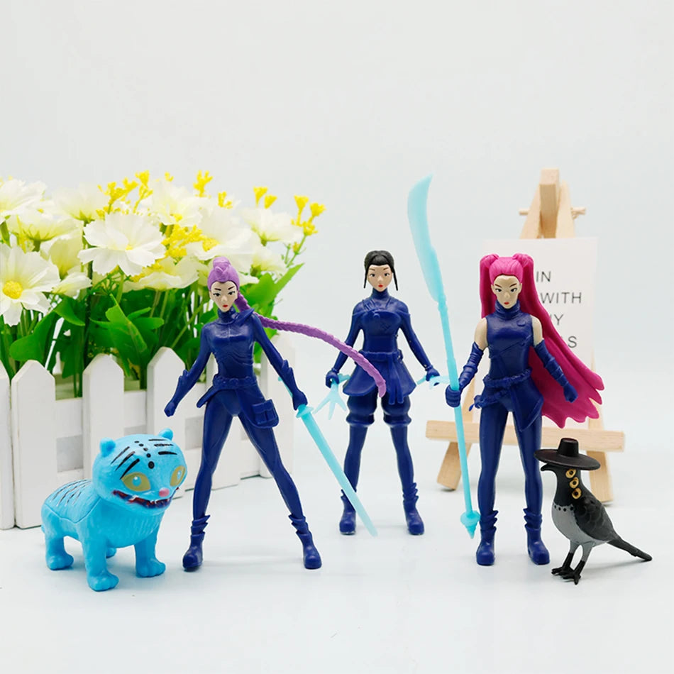 5pcs/Set Kpop Demon Hunters Action Figure Toy Derpys Tiger Rumi Mira Zoey Sussy Figurine Doll For Fans Gift