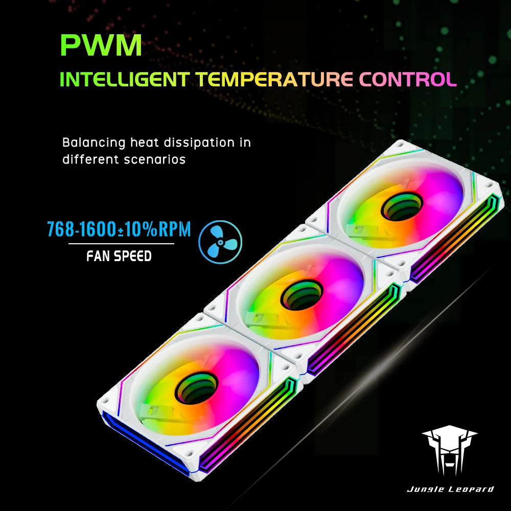 120mm ARGB CPU Fan - 3-Sided Infinite Mirror Lighting, 5V 3-Pin Cooling Fan for Gaming PC - Jungle Leopard Prism 6 Pro