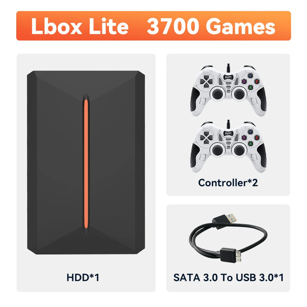Lbox 500G Retro Game Hard Drive With 3700+Games Launchbox Retro Game Console for PS4/PS3/PS1/Switch/WII/Sega Saturn/N64 For PC