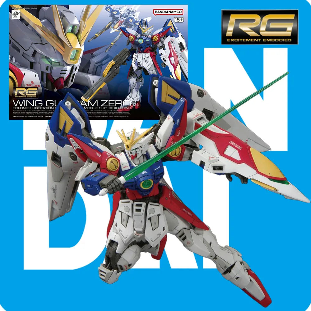 Bandai Original GUNDAM RG Series Gundam 1/144 Wing Gundam Zero Anime Action Figure Assembly Model Toys Gifts For Children