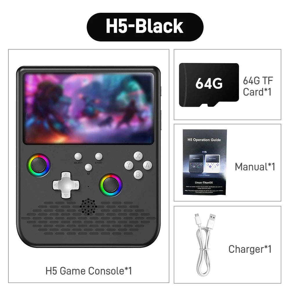 H5 Handheld Video Game Console 5-inch IPS Screen 4000mAh Portable Game Player with 52000+ Retro Games