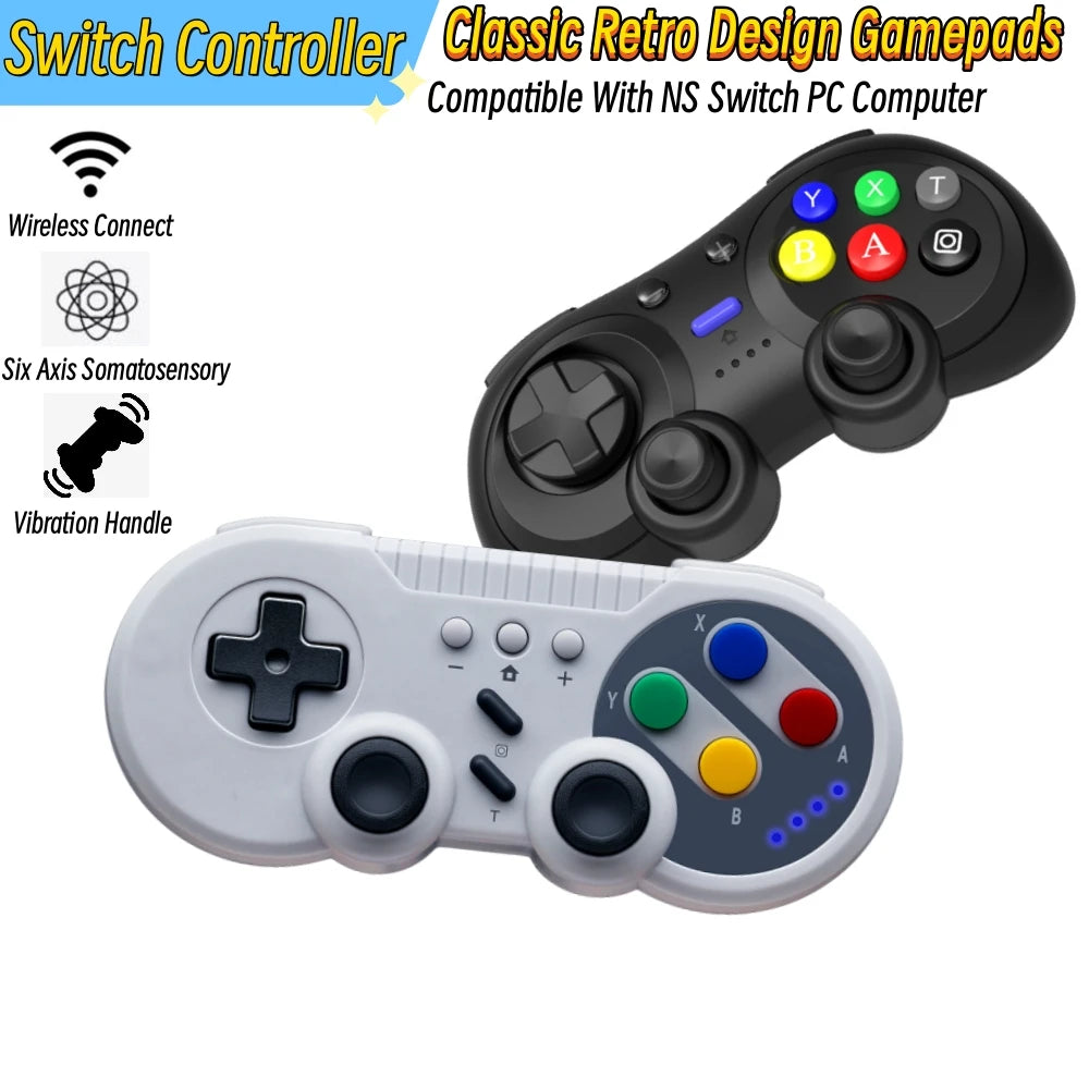 Classic Retro Design Wireless Pro Controller For Switch Lite OLED Support Turbo Vibration Handle Joystick For NS PC Computer