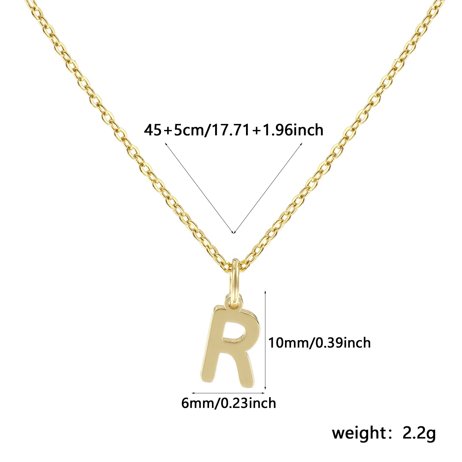 Brass " A-Z " Minimalist Capital Pendant Necklace 18K Real Gold Plated Alphabet Initial Letter Name Jewelry For Women Gift