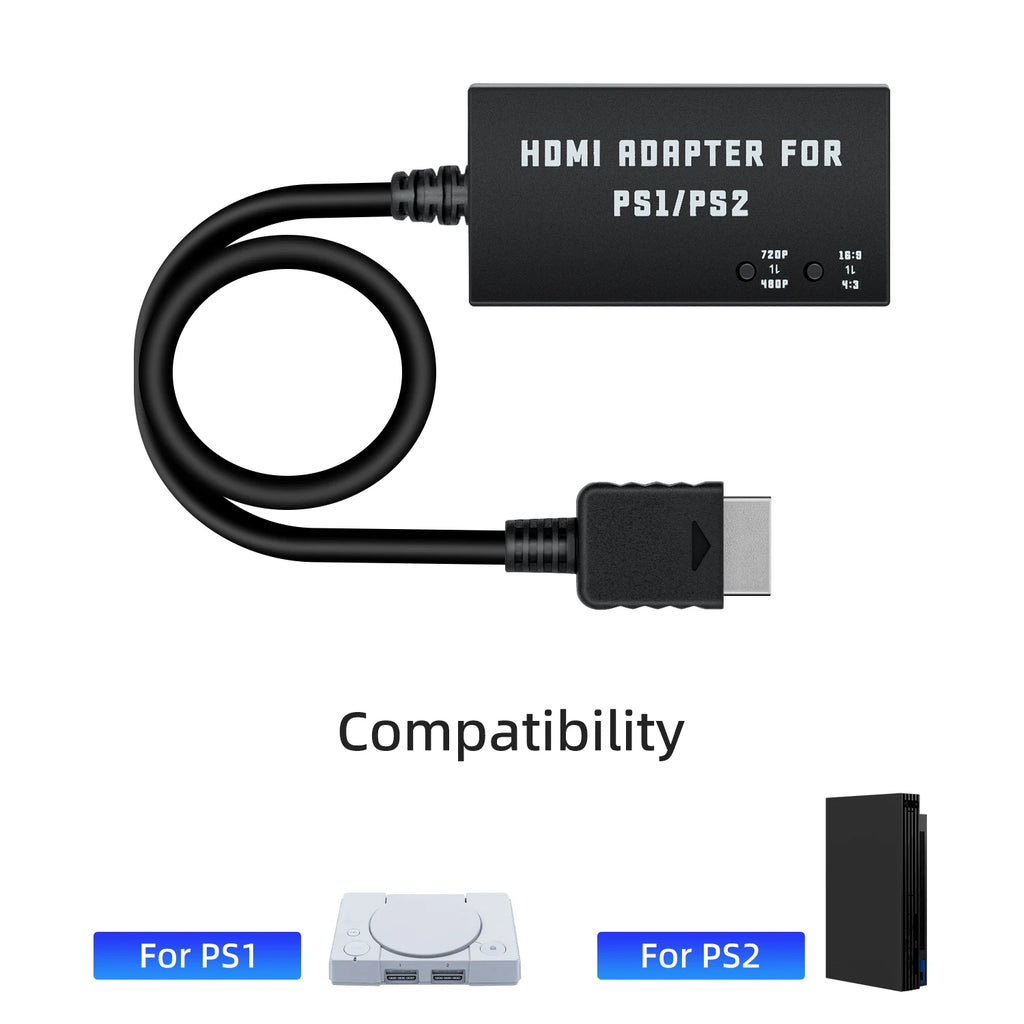 Multifunctional HDTV HDMI-compatible Audio Video Adapter Converter for PS1/PS2 Console for Monitors/Projectors for Gameplay