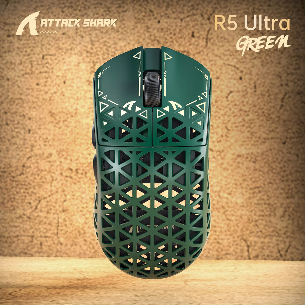 Безжична 8K геймърска мишка ATTACK SHARK R5 Ultra, екологична, от въглеродни влакна, сензор PAW3950Max, контролер Nordic52840