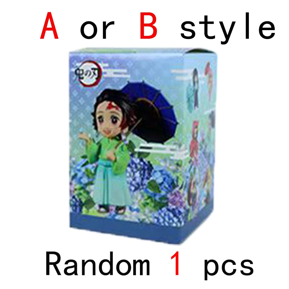 Demon Slayer Plum Rain Series Blind Box Nezuko Tanjiro Q Version PVC Figures Mystery Pack Birthday Christmas Gift