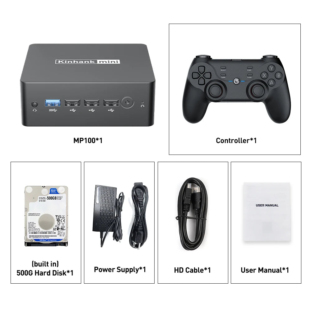 KINHANK Super Console MP100 8GB DDR5 Windows11 Video Game Console 60000+ games 70+Emulators, for SS/WII/GC/MAME/PS3/PS2/Arcade