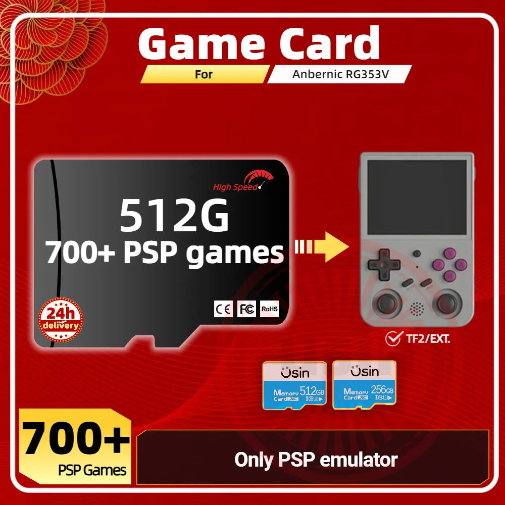Game Card For Anbernic RG353V RG353VS Memory TF Plug&Play Pre-install Retro Games PSP PS1 SD Portable High Speed Card 1Tb 512G