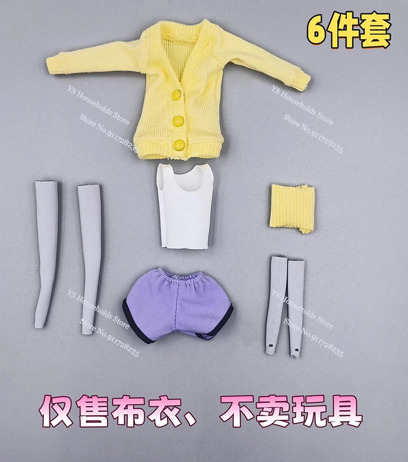 1/12 Ayase Seiko Female Figure Red Black Hoodies Cloak Homewear Yellow Cardiagn Hemline Vest Stockings For 6" Shf Soldier Body