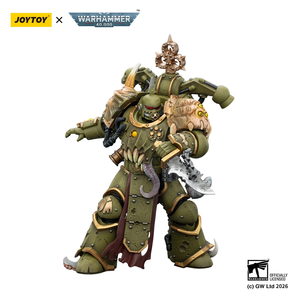【In stock】JOYTOY Warhammer 40K Death Guard Plague Marine with Bubotic Axe and Plague Knife 1/18 Action Figure Model Toy