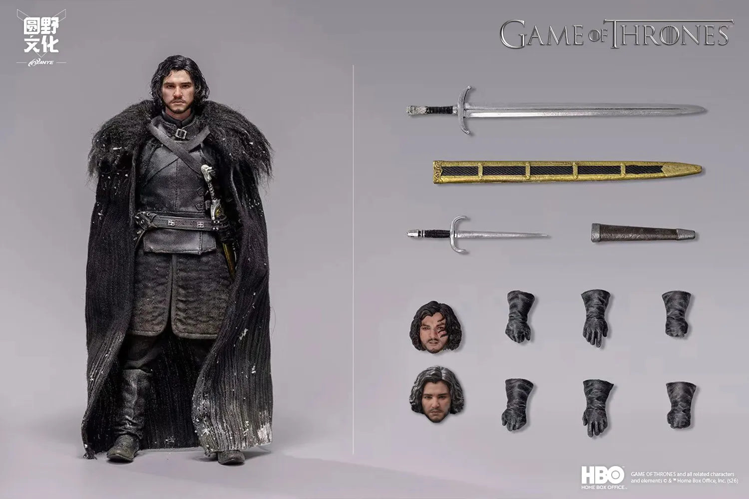 Yuanye Culture Game of Thrones Jon Snow 1/12 Cloth Movable Doll Hand-made Ornaments Gift Collection