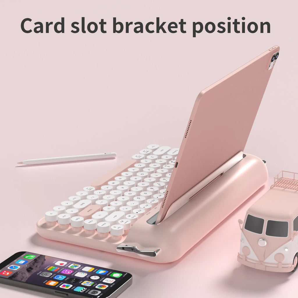 AJAZZ AF84 Multl-Device Keyboard Dual Mode 2.4G/Bluetooth5.0 With Card Slot Bracket Position Typewriter Office Membrane Keyboard