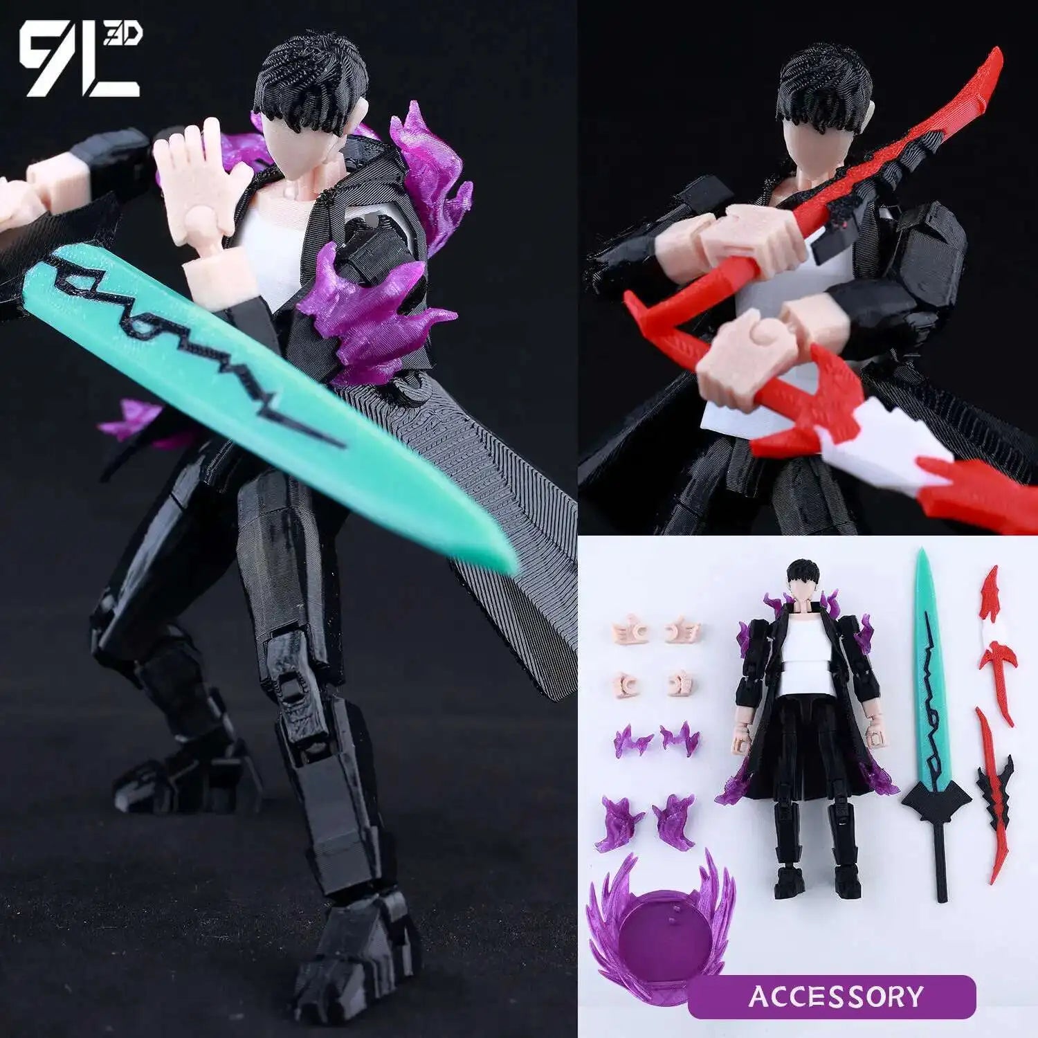 9L3D-gedruckte Anime Naruto Jujutsu Kaisen One Piece Charaktere Lucky13 Dummy-Actionfiguren Mehrgelenk-T13-Mannequin-Spielzeug
