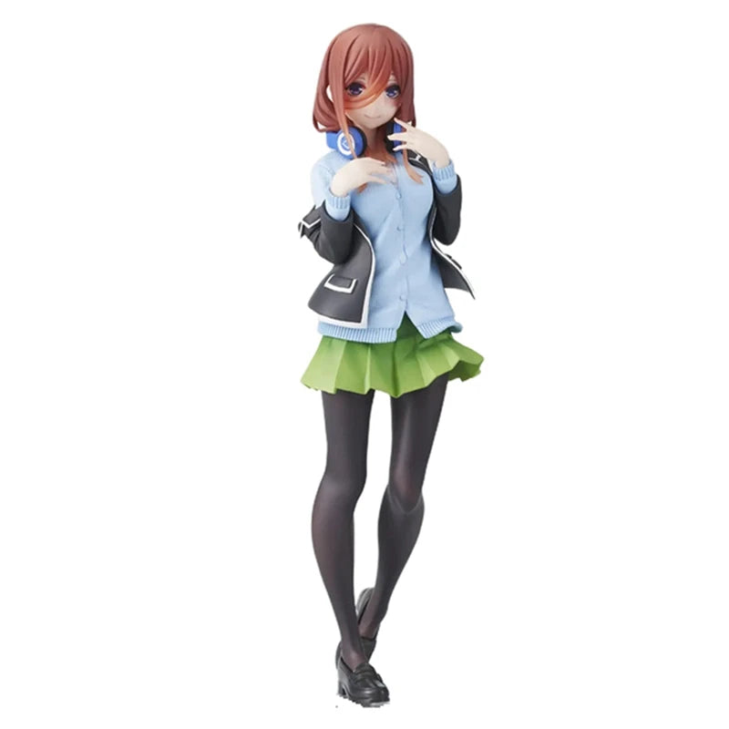Anime-Figur Nino, 20 cm, schwarze Jacke, College-Uniform, The Quintessential Quintuplets, stehendes Modell, Puppen, Spielzeug, Geschenk, PVC-Material