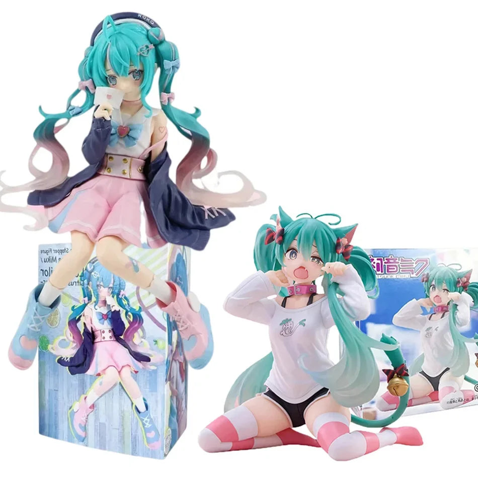 Hot Bandai Hatsuned Miku Anime Noodle Stopper Figure - Flower Fairy Winter Cherry PVC Model Collection Doll Toy Gifts In Stock