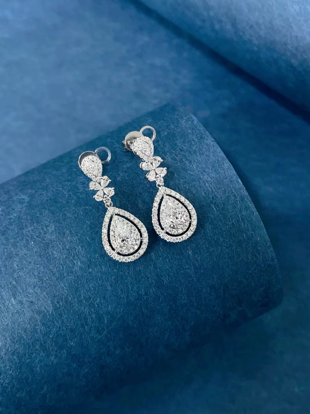 18K Real gold GIA Natural Diamond Drop earrings Custom Lab Grow Diamond pear-shaped diamond stud earrings Birthday gift Fashion