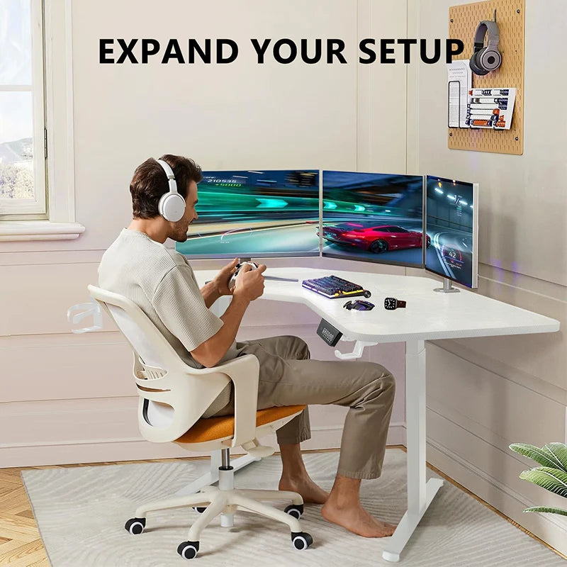 Höhenverstellbarer Schreibtisch, L-förmiger elektrischer Stehschreibtisch für das Studium, Esports, StandUp-Eckcomputerschreibtisch, Home-Office, Sitz-Steh-Schreibtisch