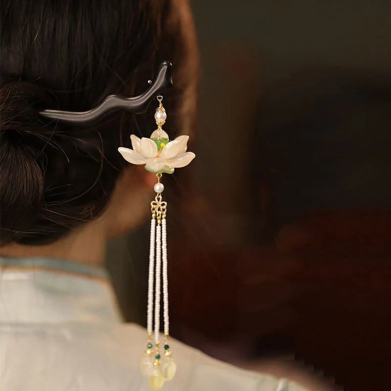 Vintage Rose Pearl Hairsticks for Women New Chinese Style Hairpin Fashion Hairpin Hair Clasp Charms Flower Hair Accessories