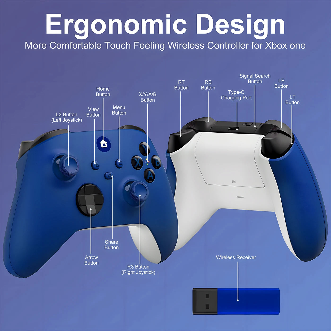Wireless Game Controller For Xbox one Series X/S With 2.4G Adapter Receiver