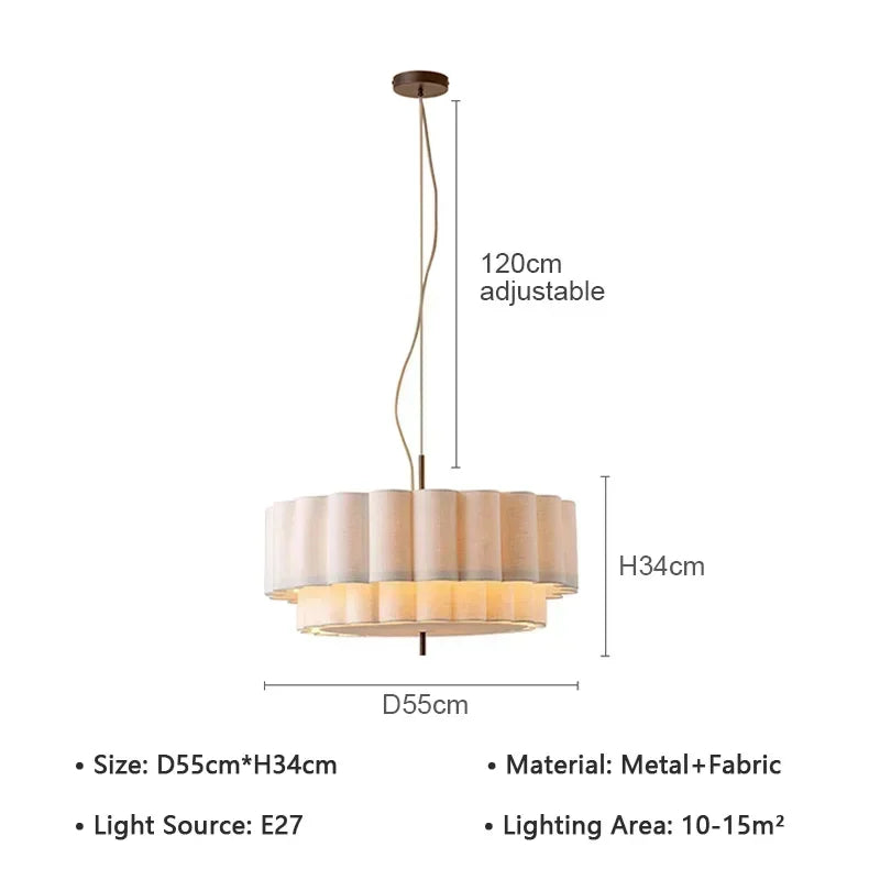 Wabi Sabi Pendant light Fabric Chandelier for Living Dining Bedroom Retro Bohemia Pendant Lamp scalloped natural pendant lamp