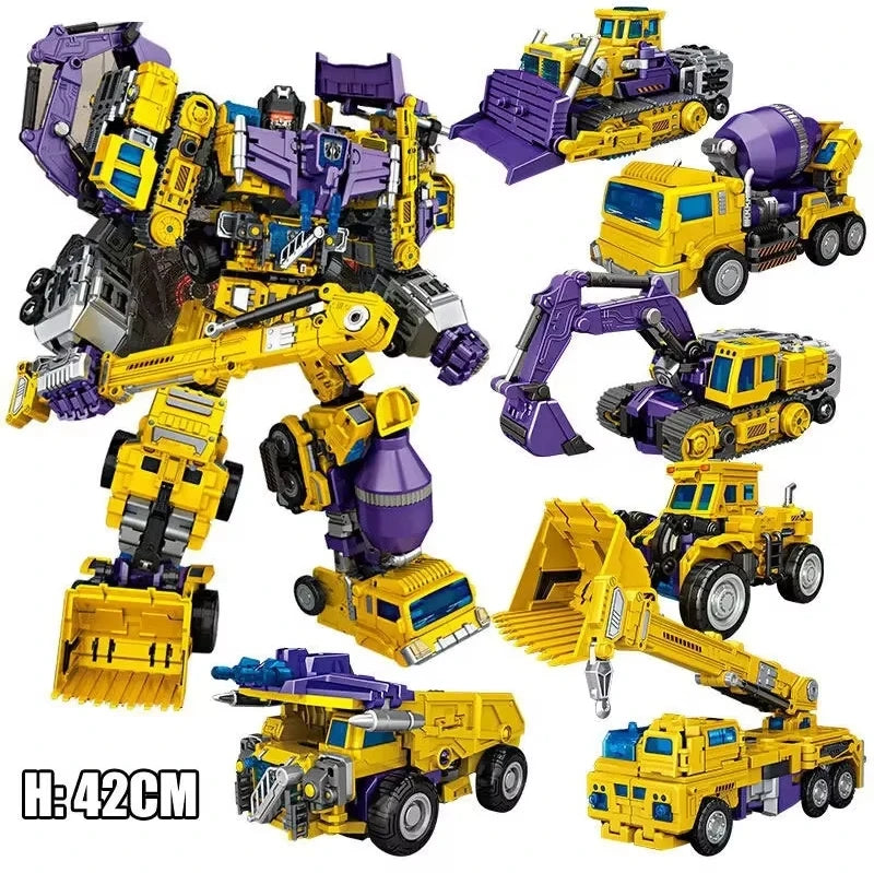 6-in-1 NBK 42 cm Devastator Spielzeug-Transformations-KO-Roboterauto-Kombinations-Actionfigur-Bagger-Mixer-Modell-Kinderweihnachtsgeschenk