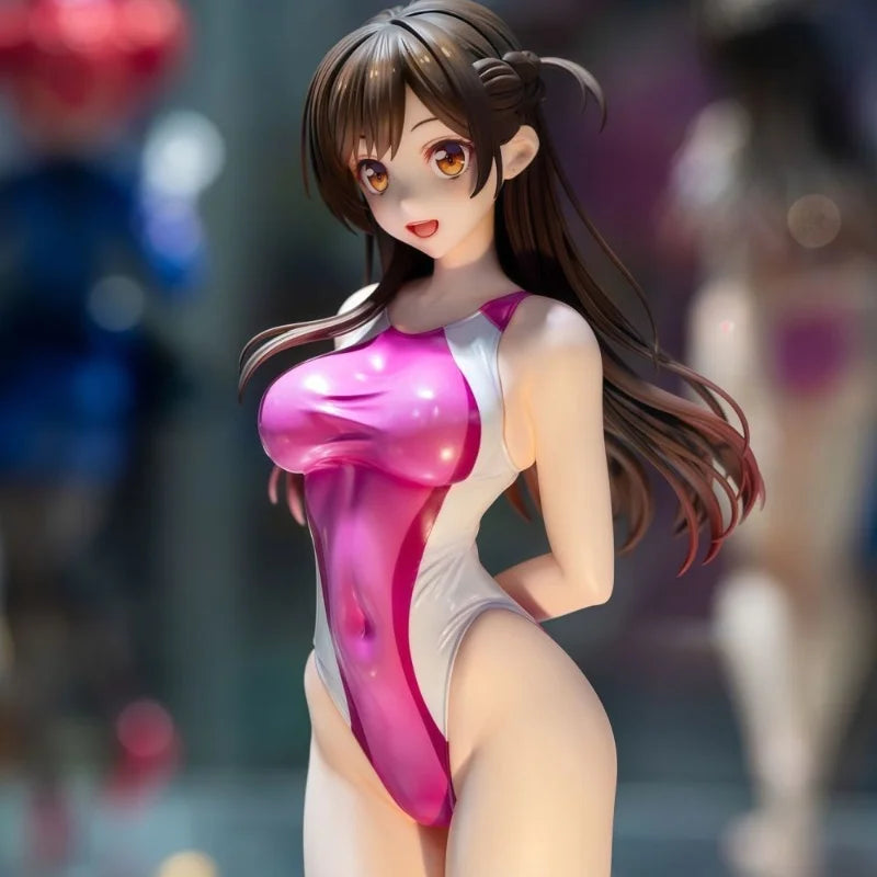Anime Model Gift - Rented Girlfriend Shuiyuan Qianhe Competitive Swimsuit Action Figure Beautiful Girl Collectible Handmade Toy