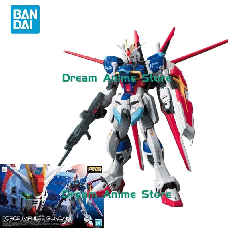 Bandai Original GUNDAM RG 1/144 Anime FORCE IMPULSE GUNDAM Action Figure Assembly Model Toys Collectible Gifts for Children